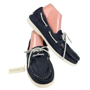 Sonoma Navy Canvas Boat Shoes Men's 10 M Casual Nautical Preppy New with Tags